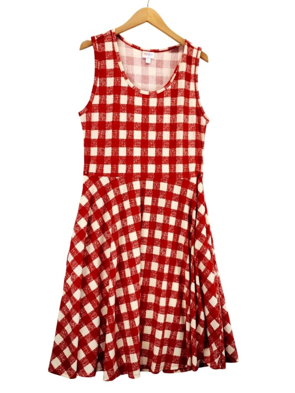Sleeveless Checkerboard Dress Red White XL LuLa Roe Jersey Knit Check Skate